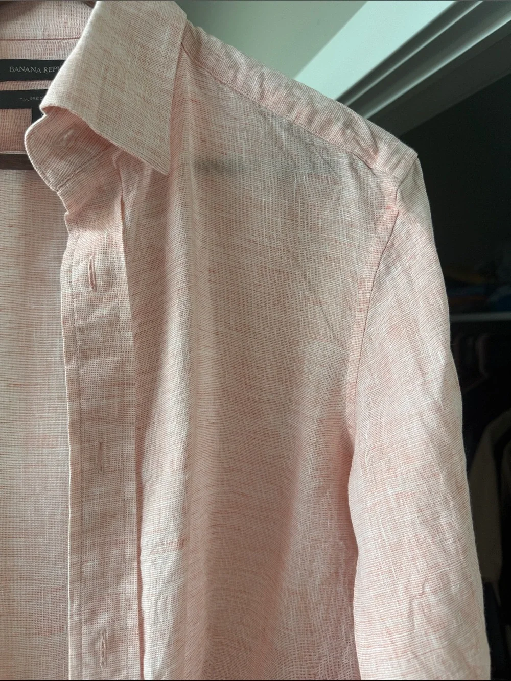 Banana Republic Light Pink Linen Button-Down Shirt - Men's